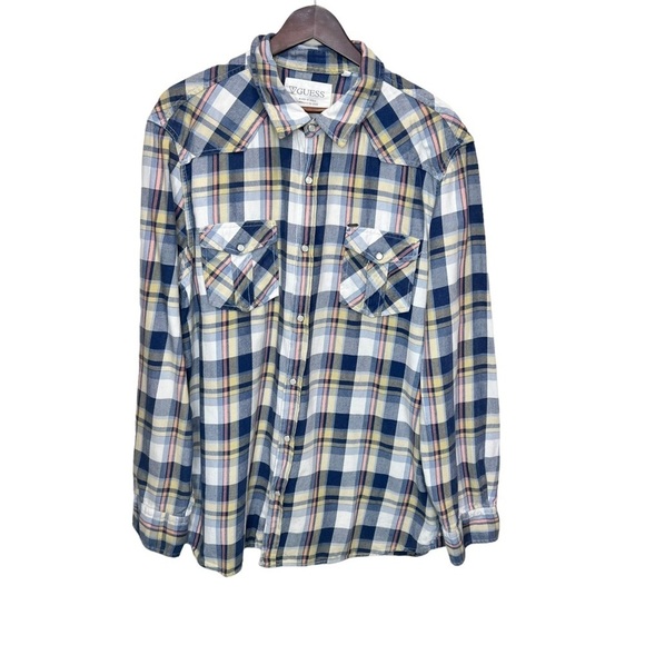 Guess Plaid Button Down Shirt Size XXL 100% Cotton​ - Picture 1 of 8